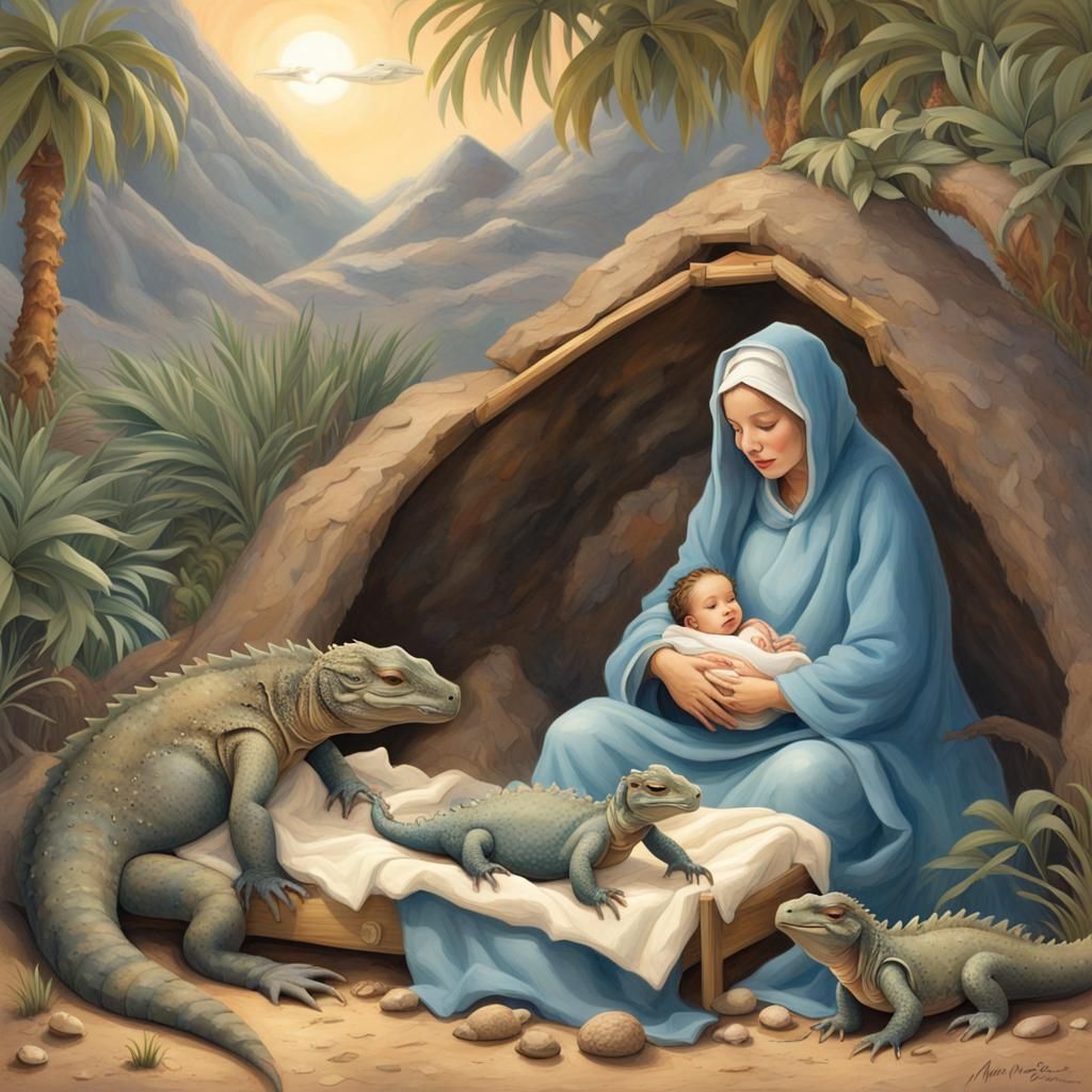 Komodo Dragons Celebrate Christmas Nativity