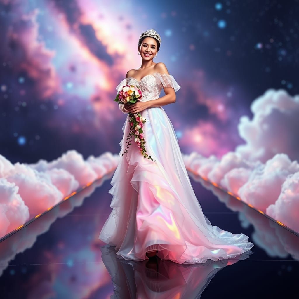 Ethereal Bride in Cosmic Wedding Gown