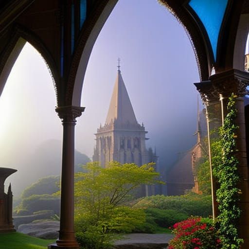 Ethereal Cathedral Interior in Dawn Light
