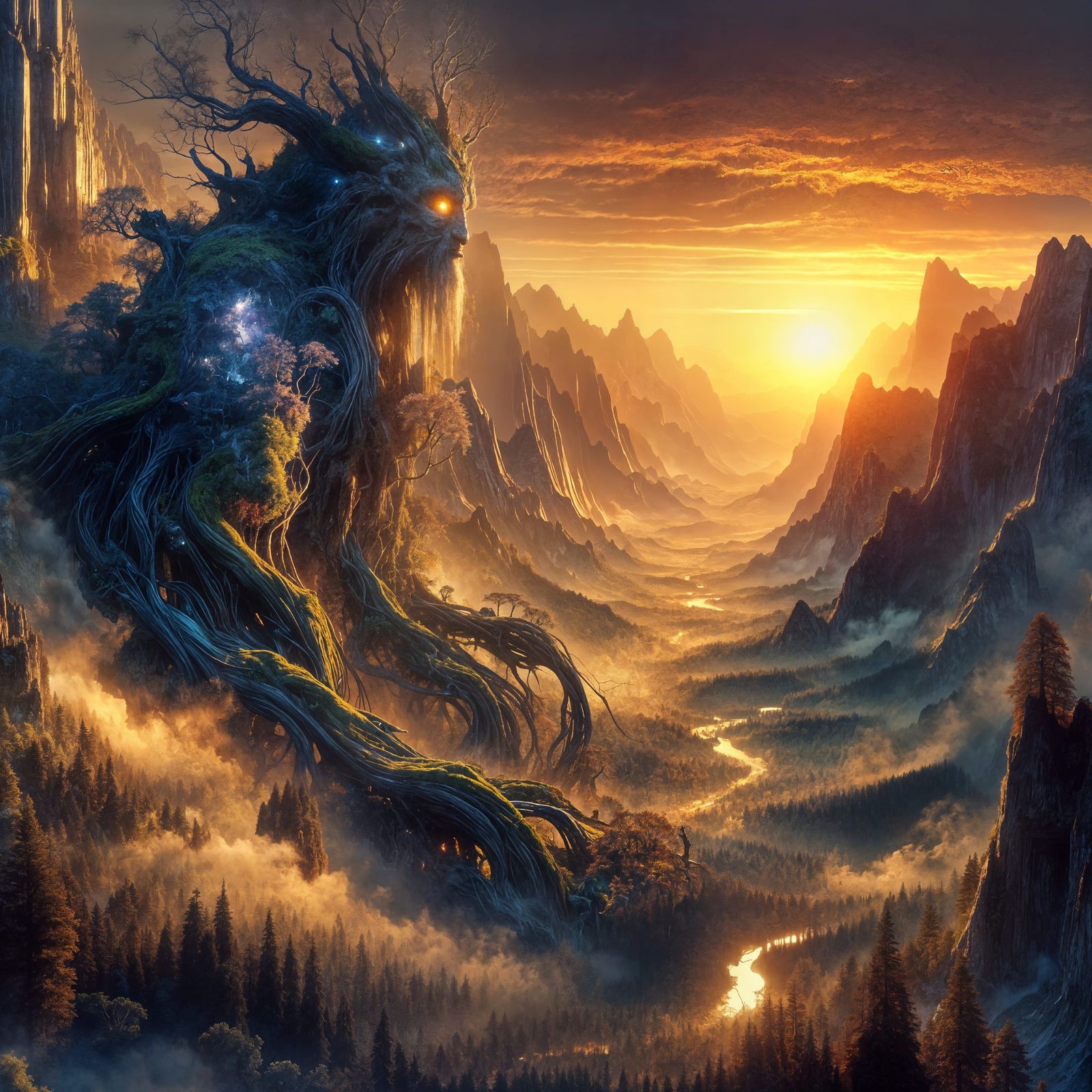 Twilight Forest Guardian: A Landscape Artwork