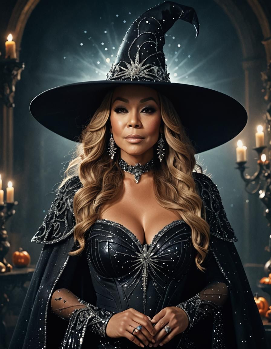 Glamorous Witch at Halloween Party in Victorian Gothic Style