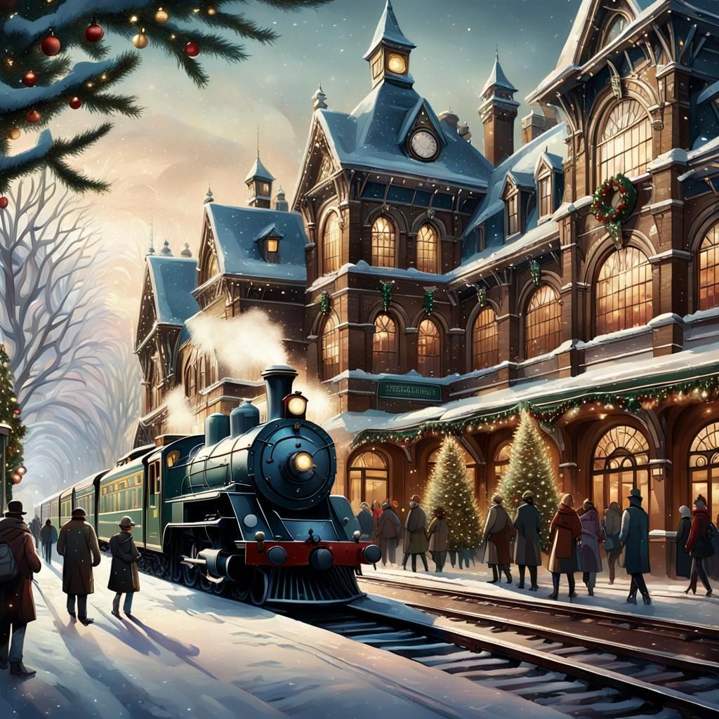 Victorian Train Station Aglow with Christmas Cheer