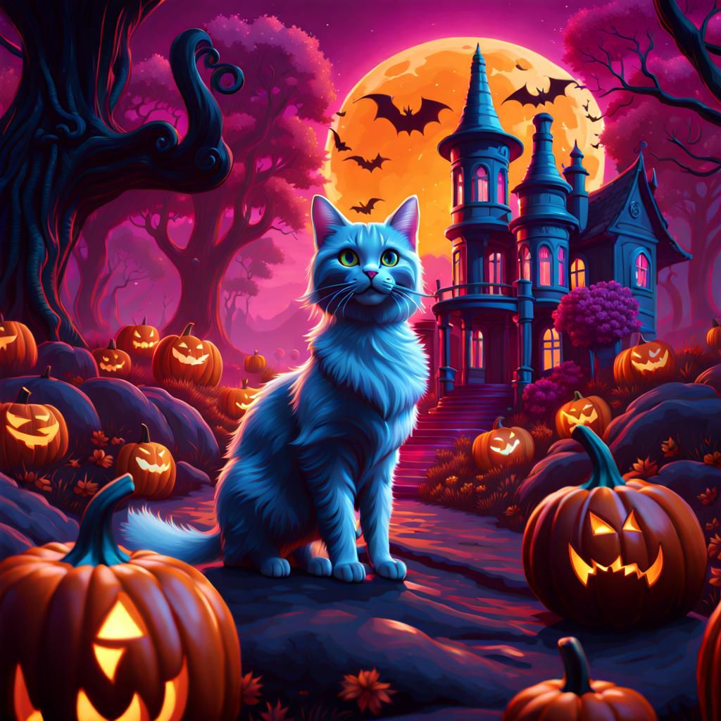 Barbie Halloween Cat Digital Matte Painting