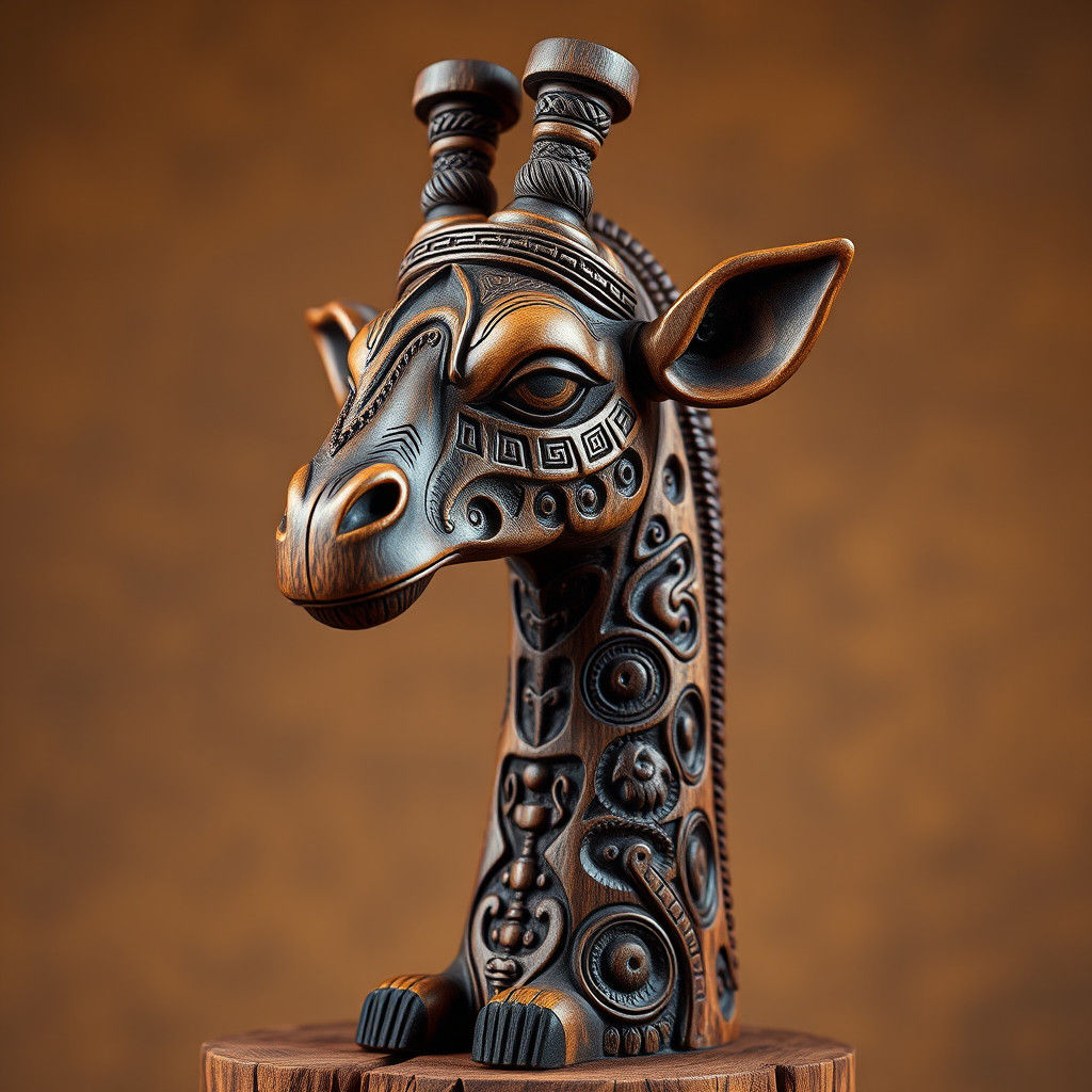 African Wooden Figurine in High Fantasy Style