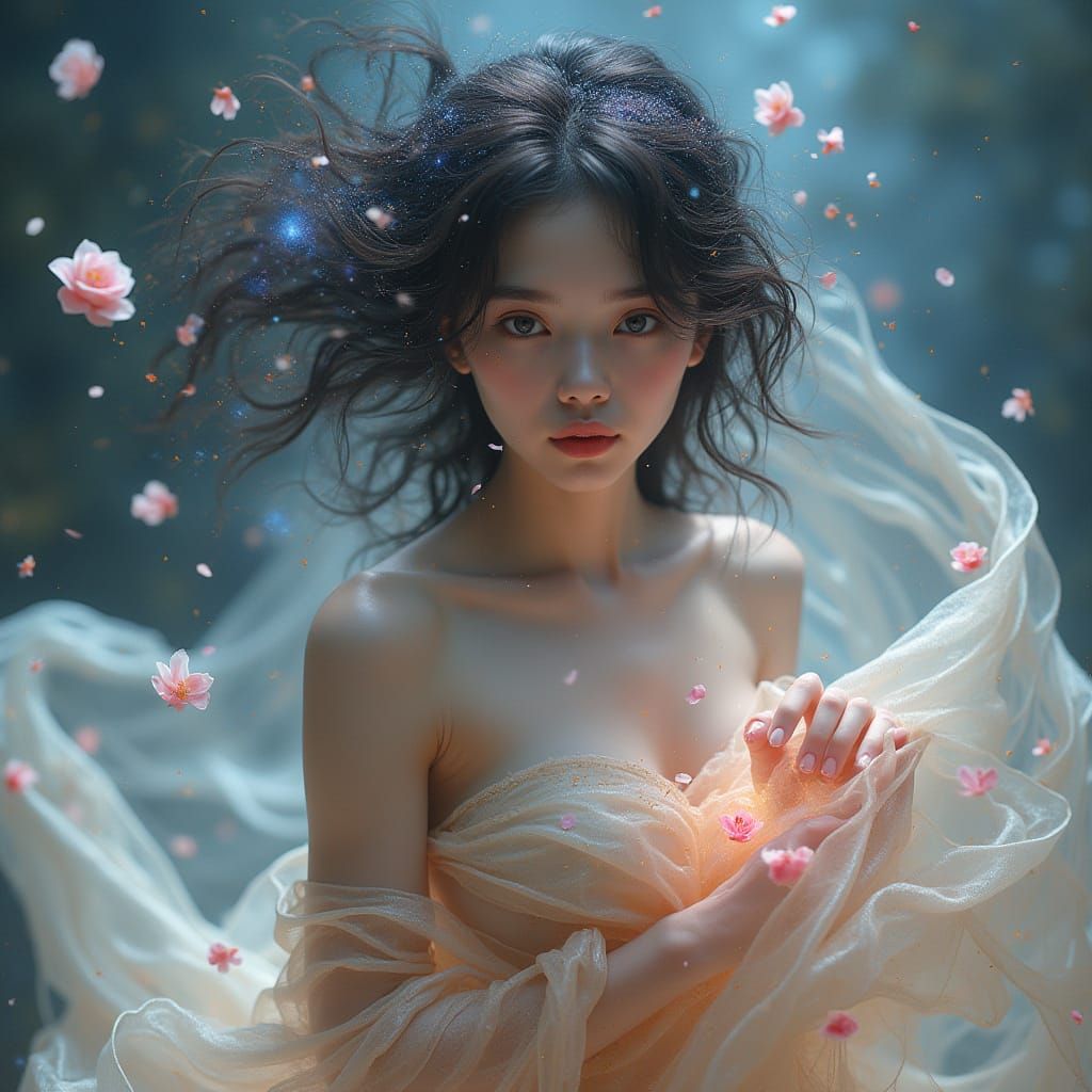 Cosmic Goddess in Ethereal Bloom
