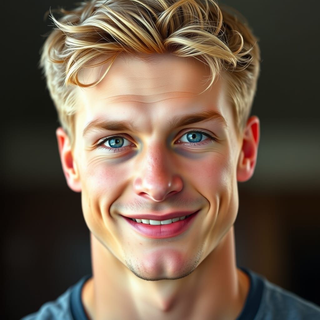 Chiseled Gentleman with Sun-Kissed Smile in Classical Style