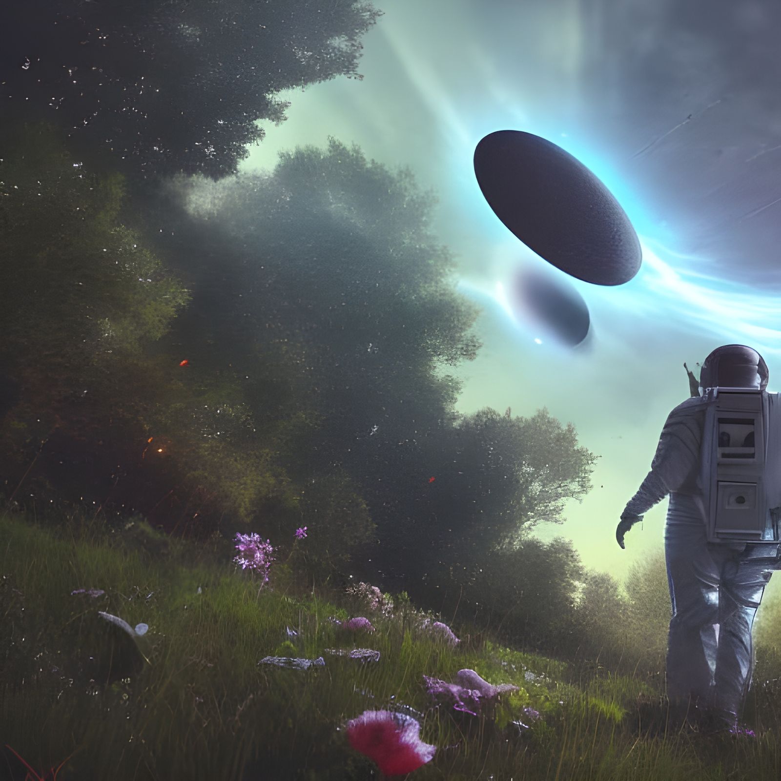 Spacecraft Re-entry over Abandoned City