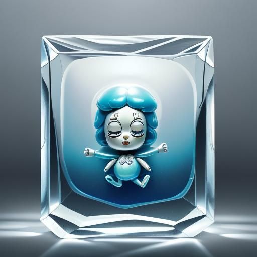Surreal Doll Face with Glass Clowns, Digital Art