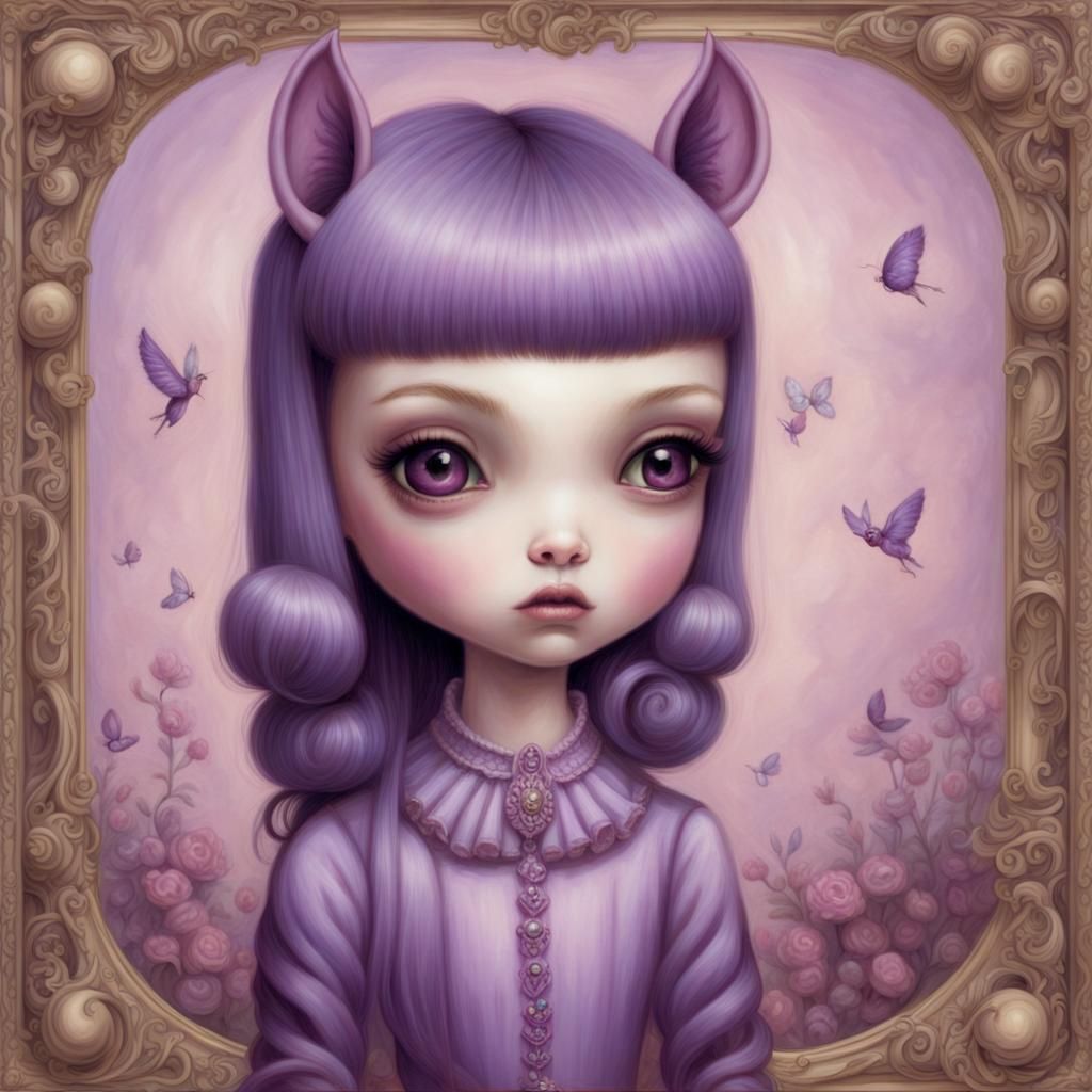 Surreal Purple Pony Girl Portrait
