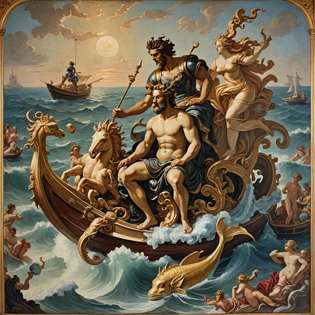 Neptune Greets Venus: A Pompier-Style Painting