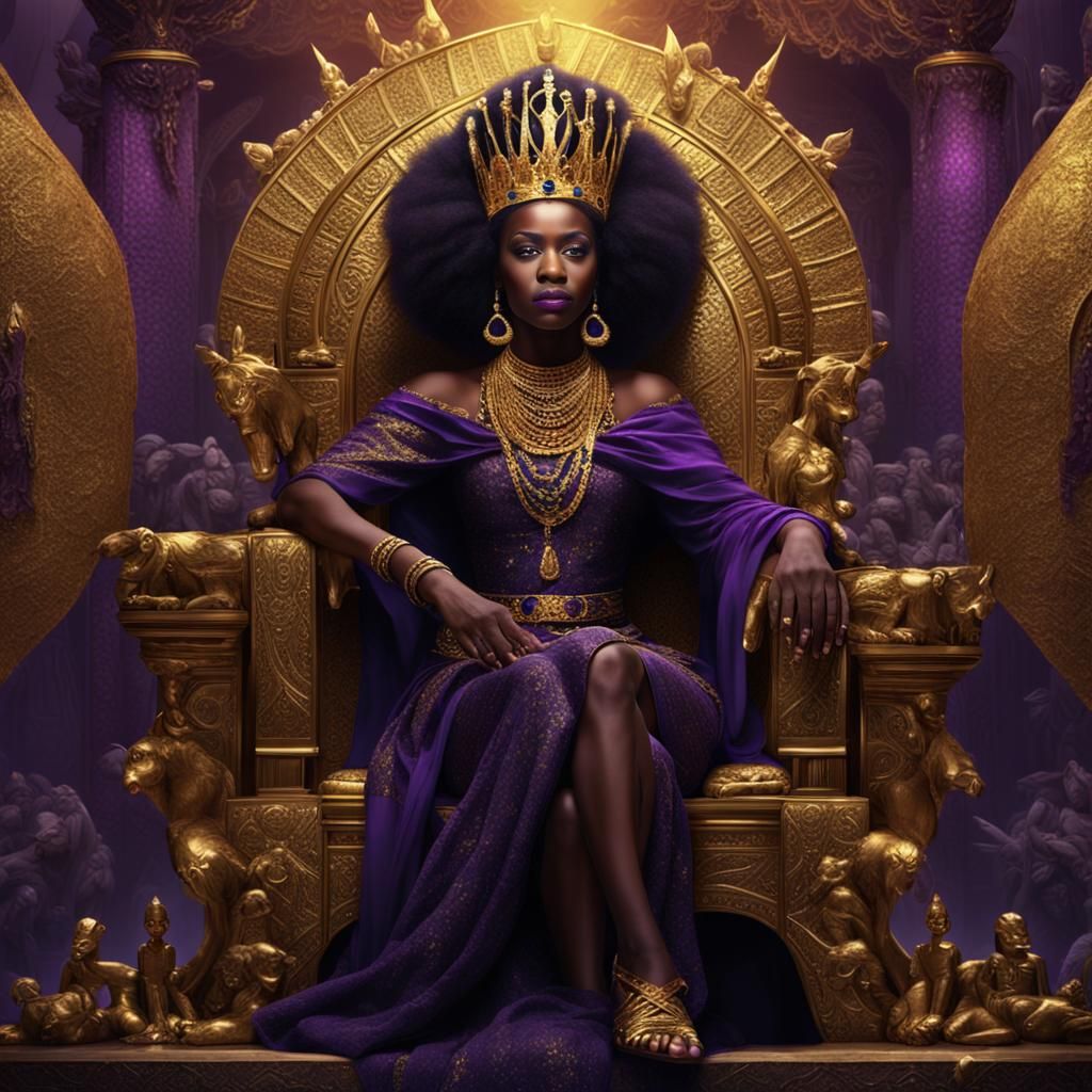 African Queen on Jeweled Throne: Fantasy Concept Art