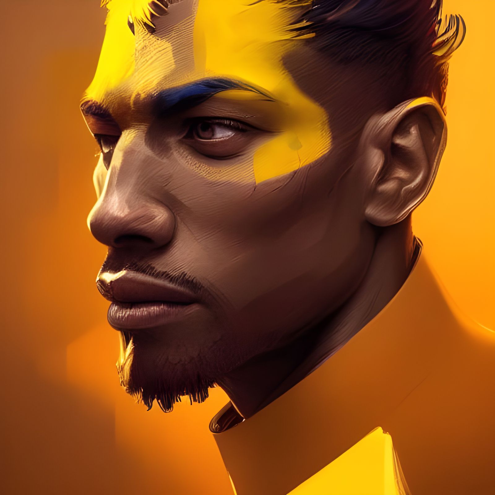 Hyperdetailed Portrait of Yellow Men, Art Nouveau Style