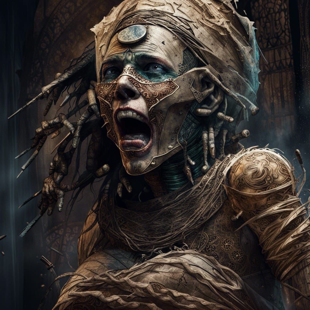Screaming Egyptian Mummy in Dark Fantasy Artwork