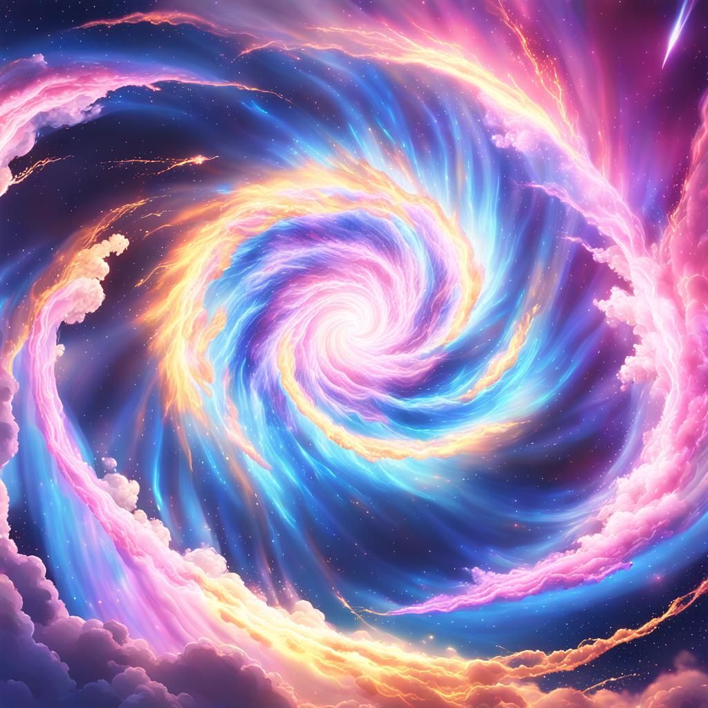 Vibrant Anime Cosmic Explosion with Radiant Light