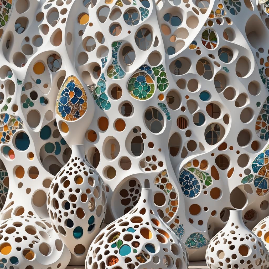 Aroma diffuser, inspired by the organic shapes and curves of Gaudi's architecture in Barcelona, with a rounded ceramic e...