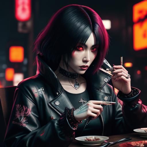Japanese Gothic Dinner in Cyberpunk 2099