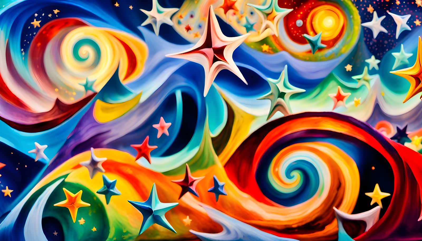 Abstract Expressionist Star Cluster Formation in Oil Paint