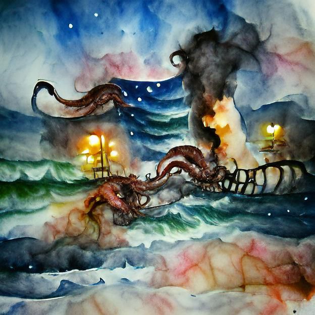 Kraken's Fury: Coastal Town Under Attack