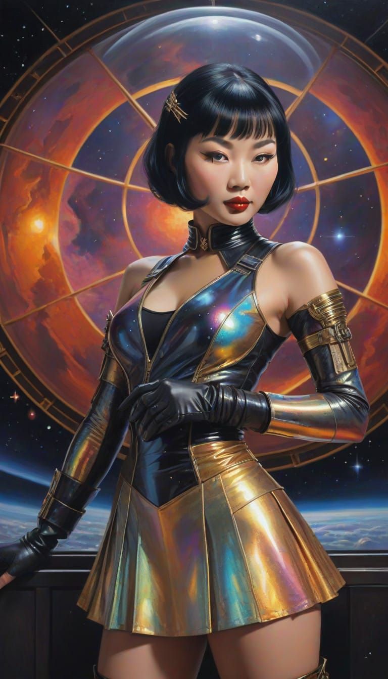 Retro Sci-Fi Space Cadet in Celestial Attire