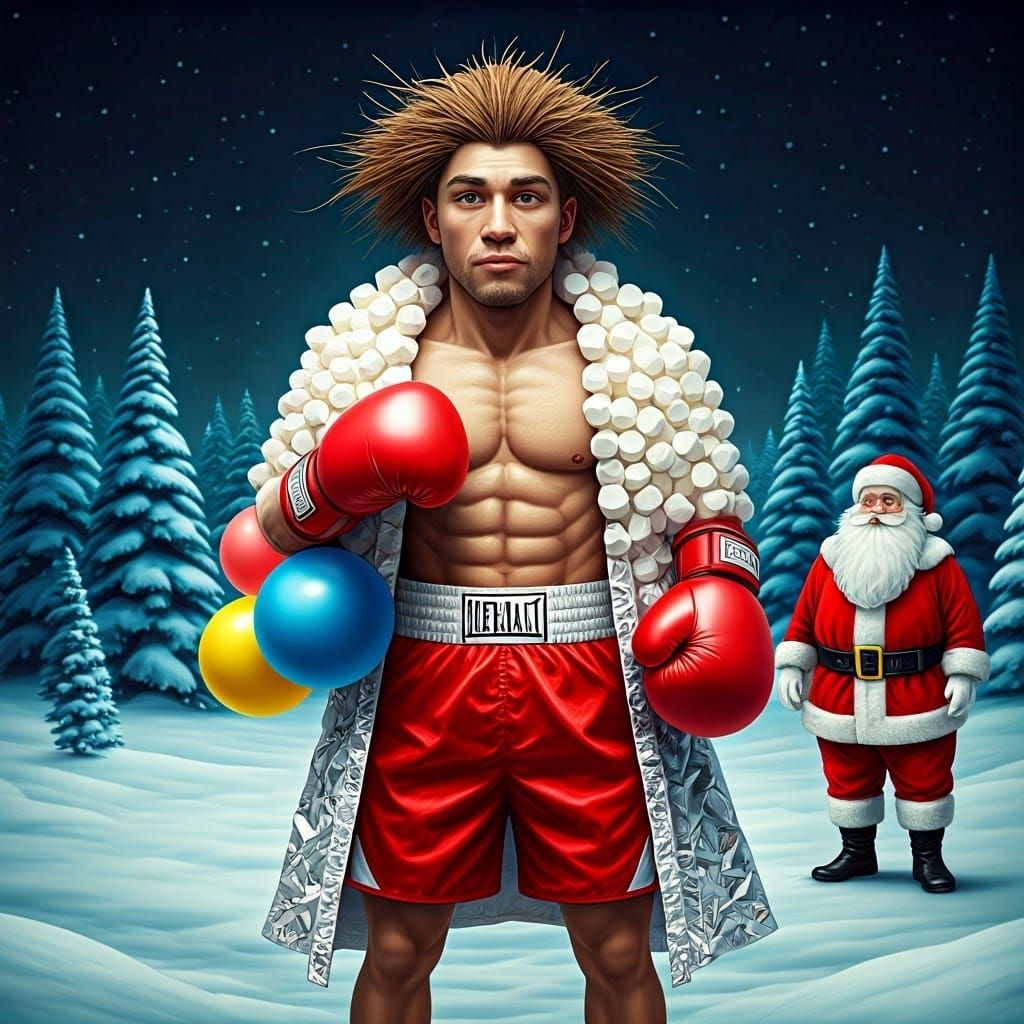 Christmas Boxing Champion in Whimsical Winter Wonderland
