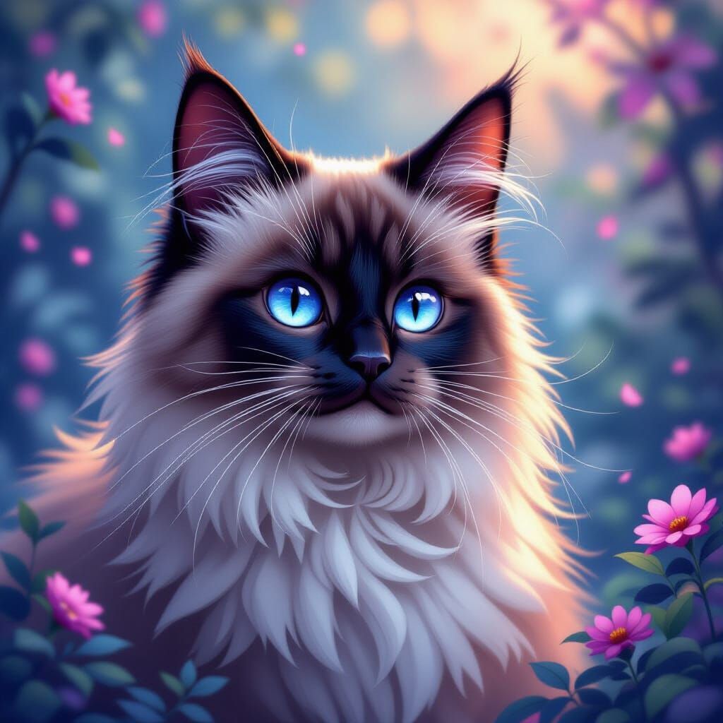 Ragdoll Cat Pixel Art Avatar in Fantasy Style