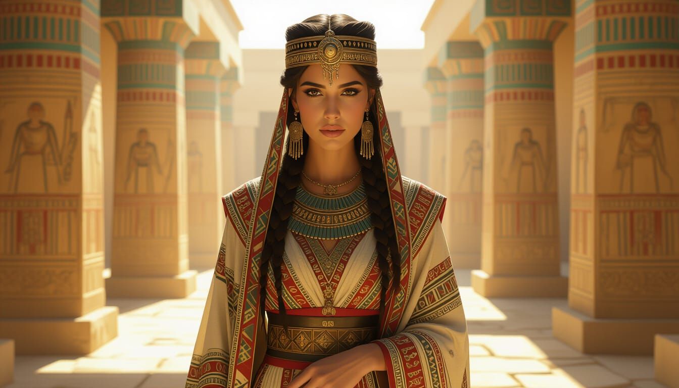 Hittite Woman in Ancient Temple, Photorealistic Style