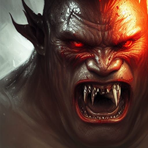 Menacing Orc in Dark Fantasy Style
