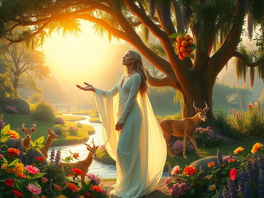 Ethereal Goddess in Paradise Garden