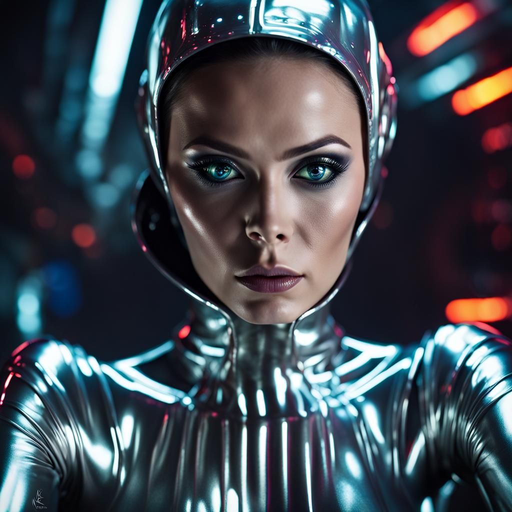 Cyberpunk Goddess in Alien Spaceship Portrait