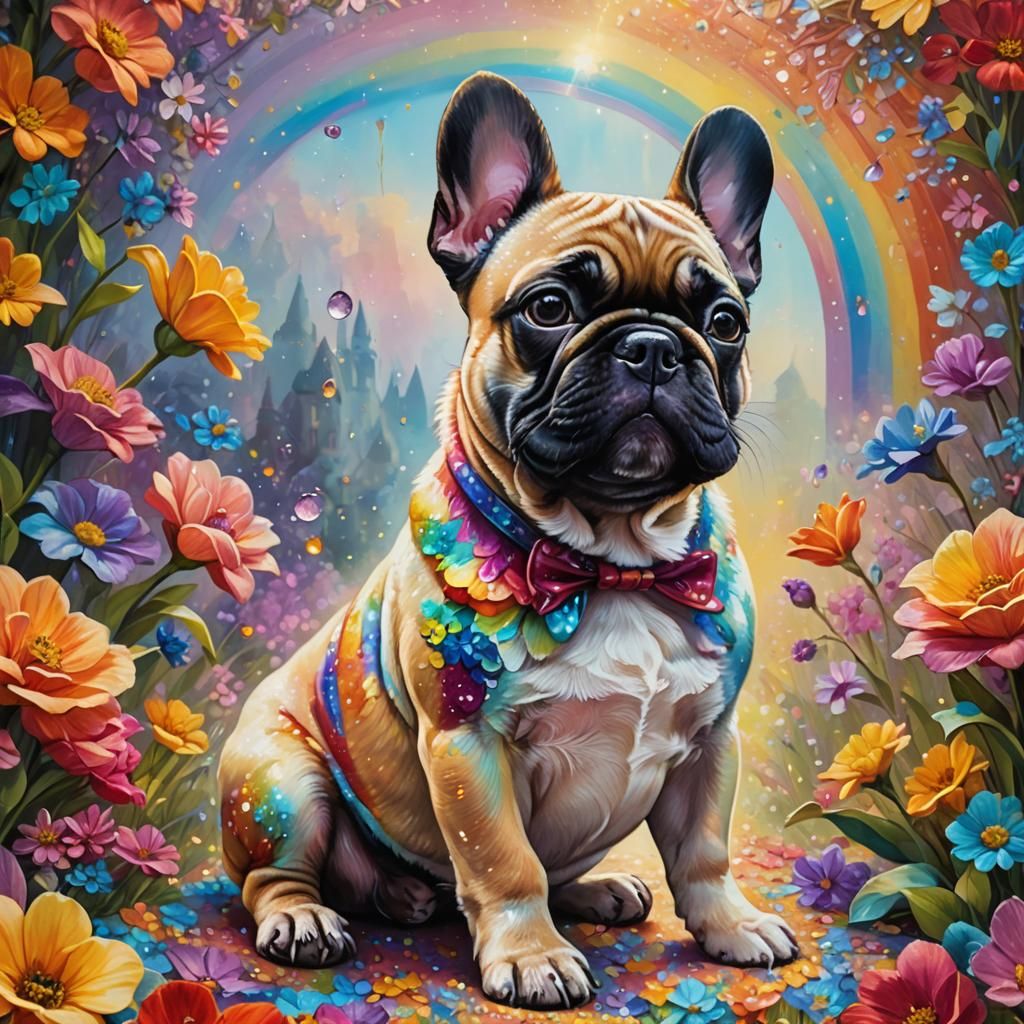 Rainbow Puppy: Whimsical Fantasy Concept Art