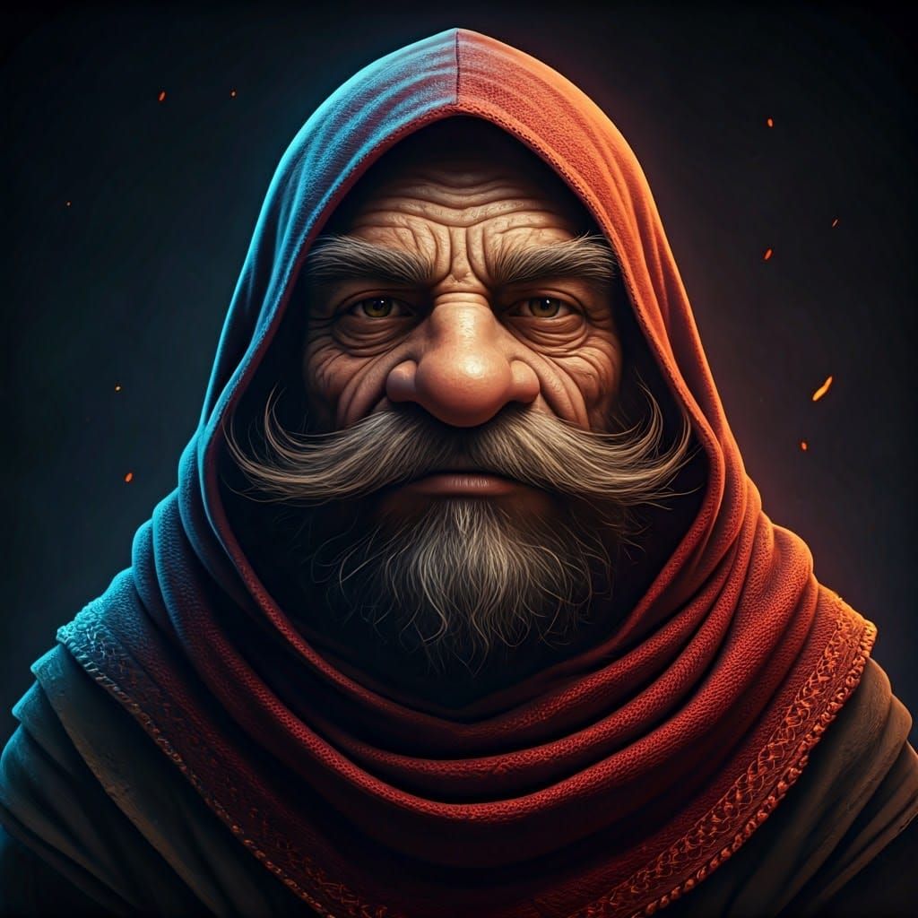 Mystical Gnome Enchanter in Rich Vermilion Robes