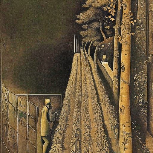 Surreal Vine Obscuring Vision, Evoking Artistic Masters