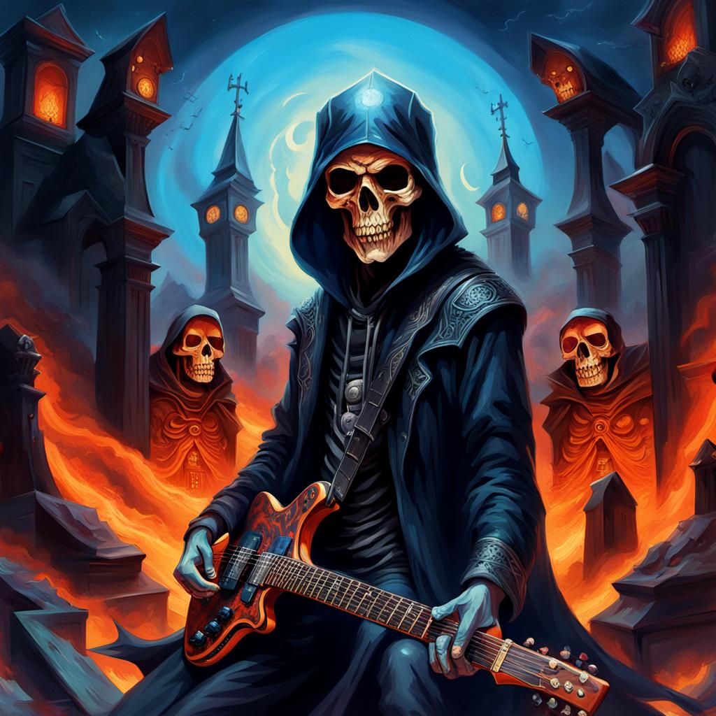The Grim Reaper as Rock Star, Sinister Art