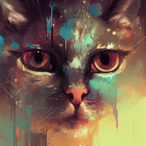 Gorgeous Cat Portrait in Bauhaus Style