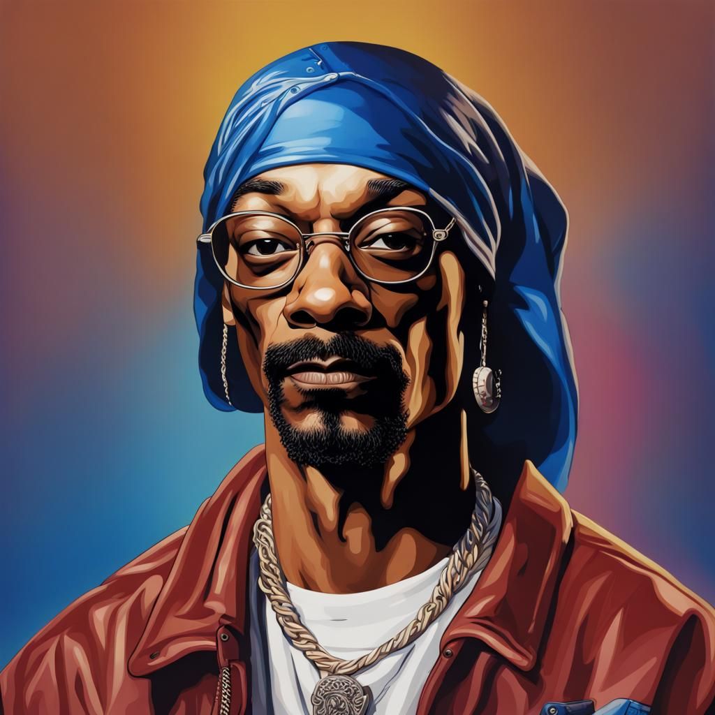 Snoop Dogg Portrait in Hyperrealistic Splash Art Style