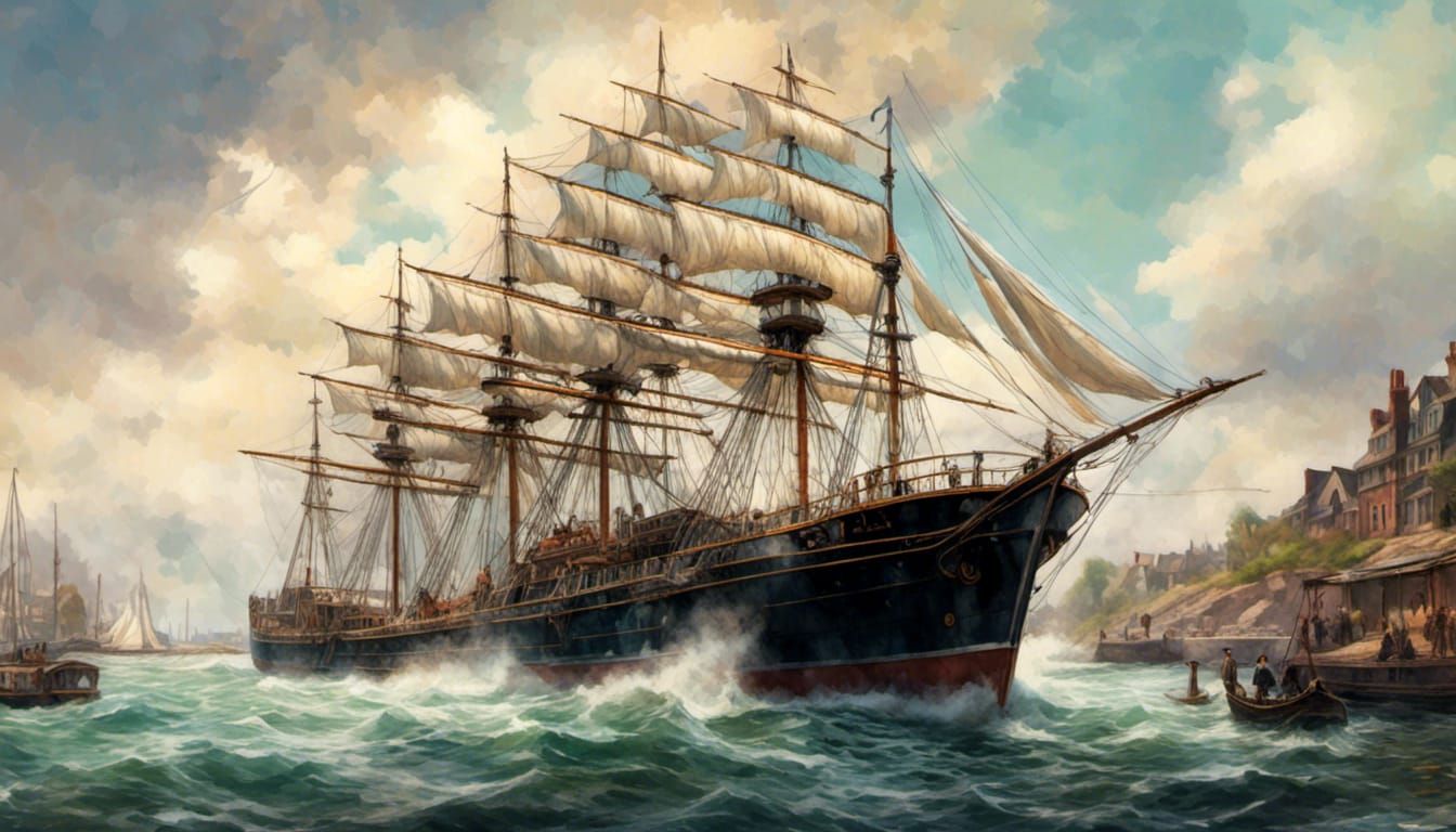 Victorian Steamship Leaving Port Realistically