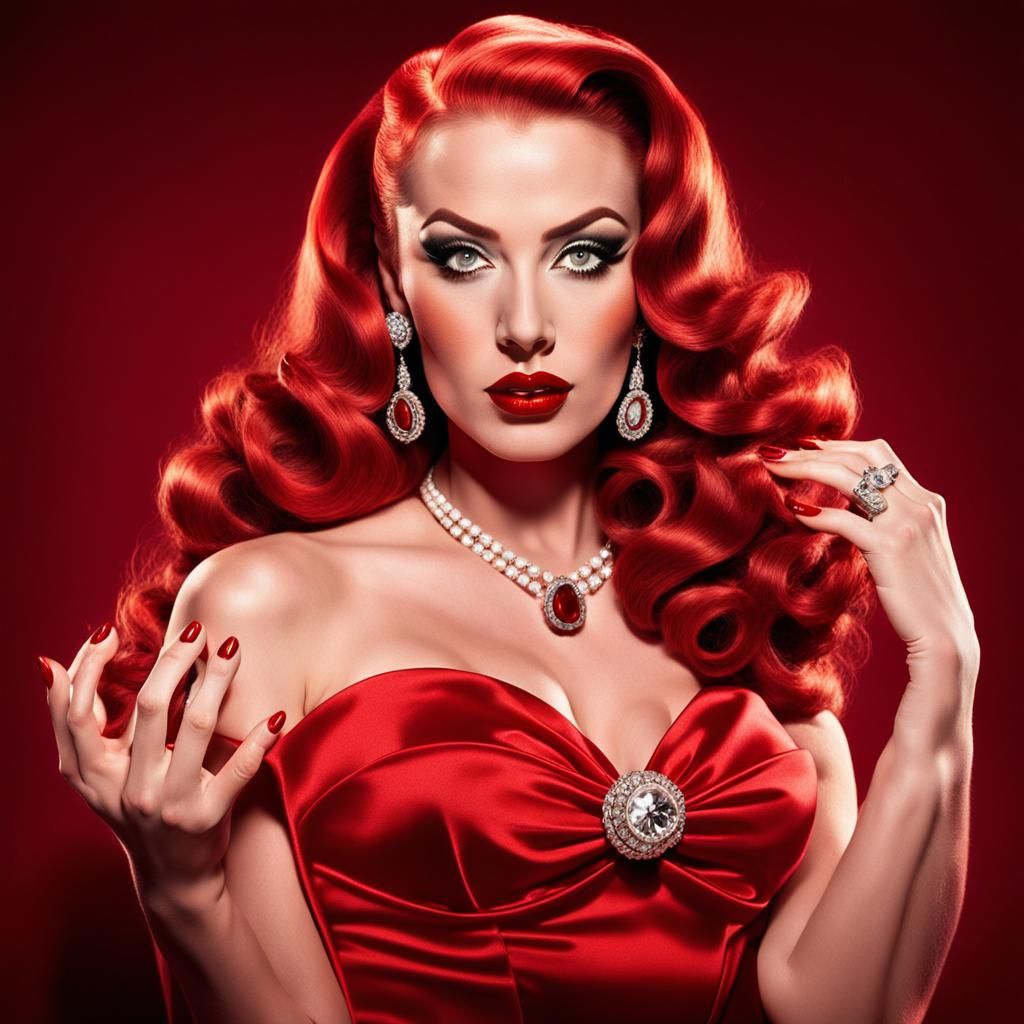 Glamorous Pin-Up Girl in Classic Hollywood Style