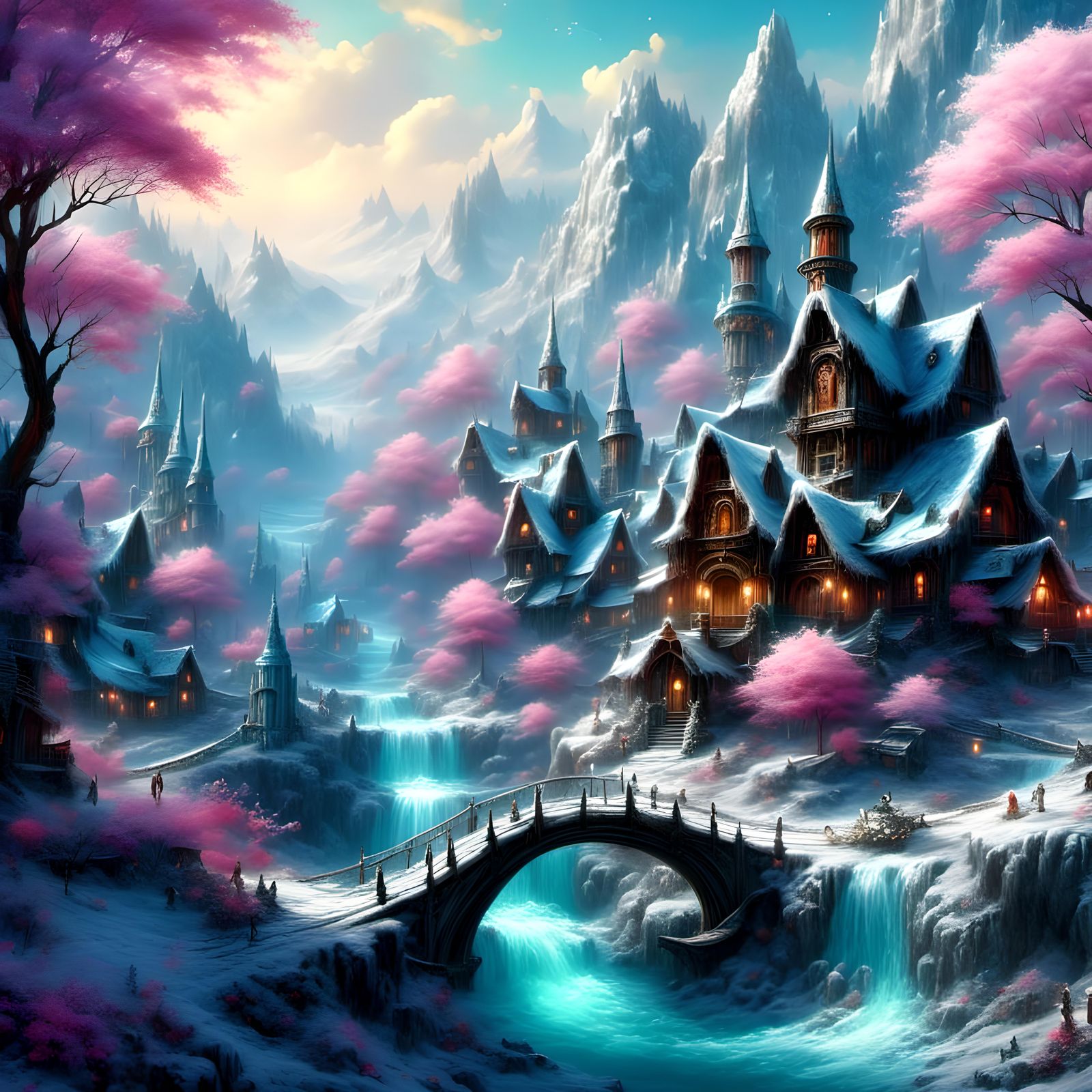 Fantasy village  <lora:Dalle 3 lora 1:1.0>