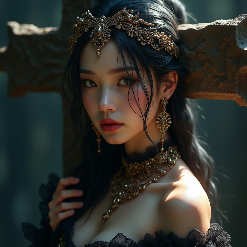 Fantasy Princess Shackled: Dark Anime Portrait