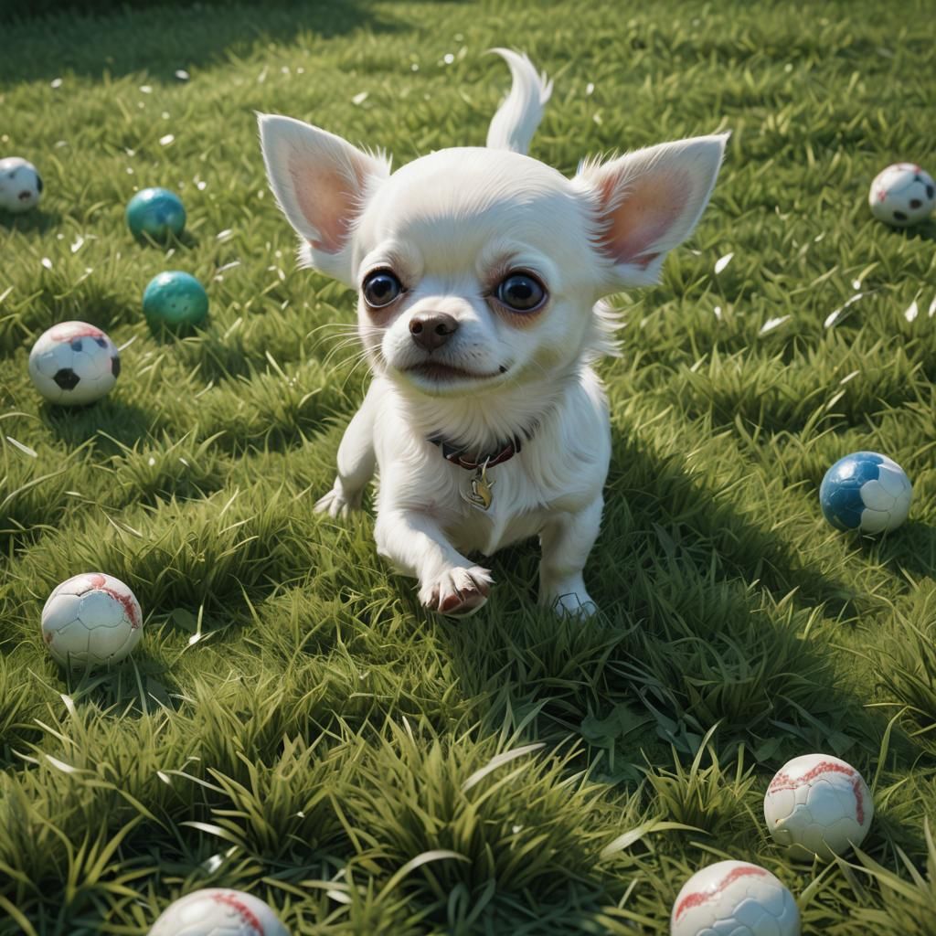 Chihuahua Plays Ball: Detailed Matte Painting