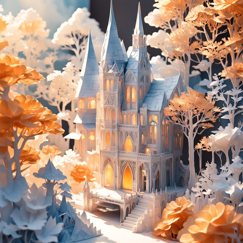 Ethereal Vellum Paper Art Installation at Dawn