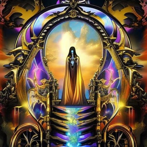 Ghostly Portal Between Worlds in Neon Chrome Style