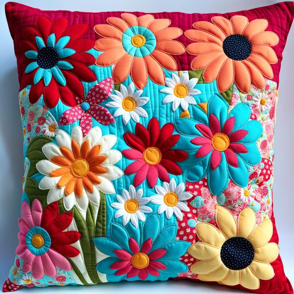 QUILTED FLOWER PILLOW