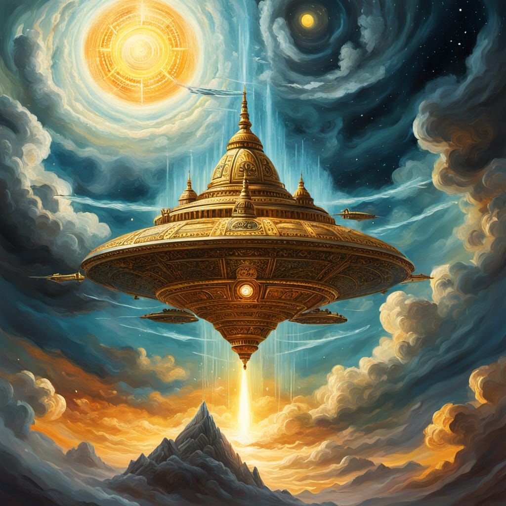 Vimana in Flight: Vedic Science Fiction Art