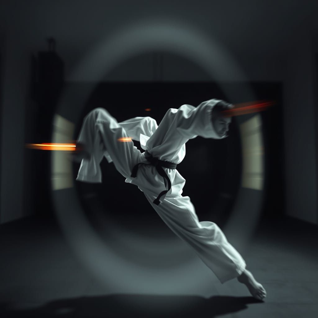 Abstract Motion Inspired by Karate, Double Exposure