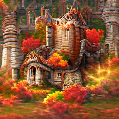 Fantasy Cottage in Autumn Landscape, 8K Resolution
