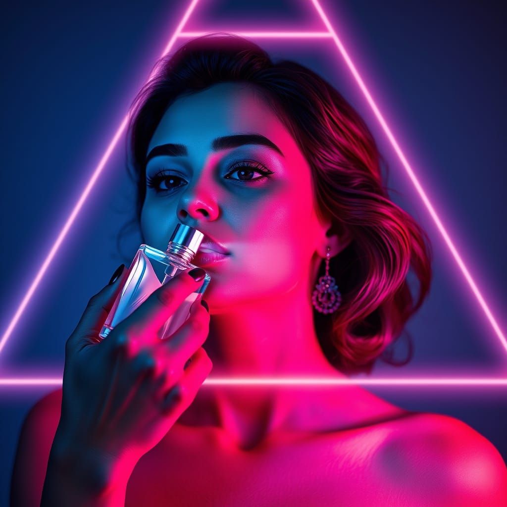 Radiant Woman Receives Perfume: Neon Ash Thorp Style