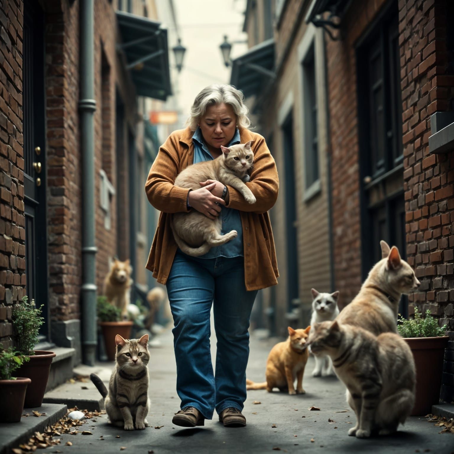 Ethereal Portrait of Gertrude and Her Feline Companion