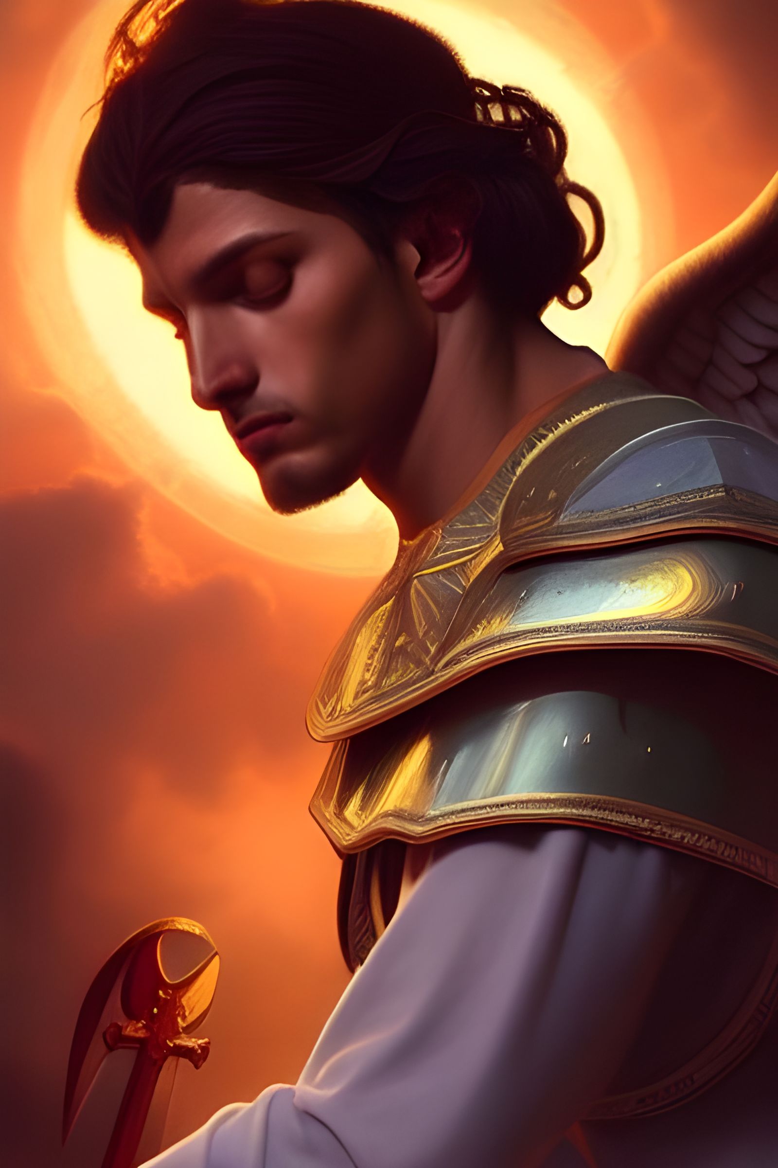 Saint Michael the Archangel Portrait in Hyperdetailed Style