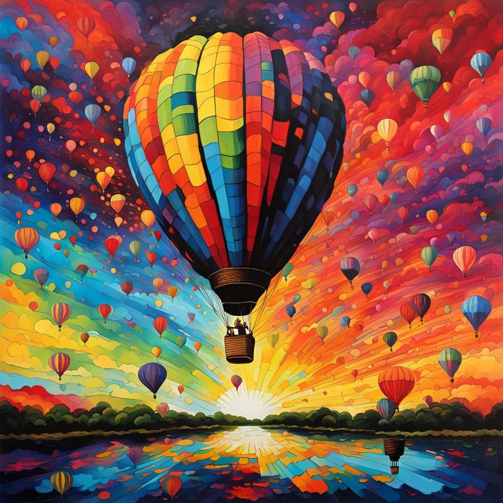 Psychedelic Hot Air Balloon Splash-Art Painting